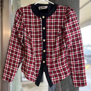 Vintage Go Vicki! red plaid cropped blazer jacket size small